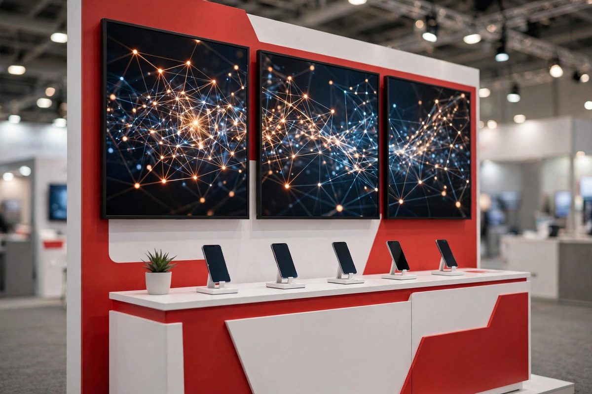 Stan pameran teknologi merah putih menampilkan solusi AI Telkomsel buatan Indonesia